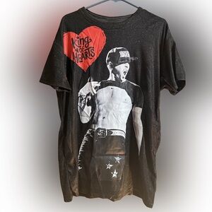 Black Mini Dress with Red Heart Graphic - 'King of Hearts'